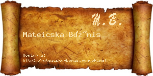 Mateicska Bónis névjegykártya